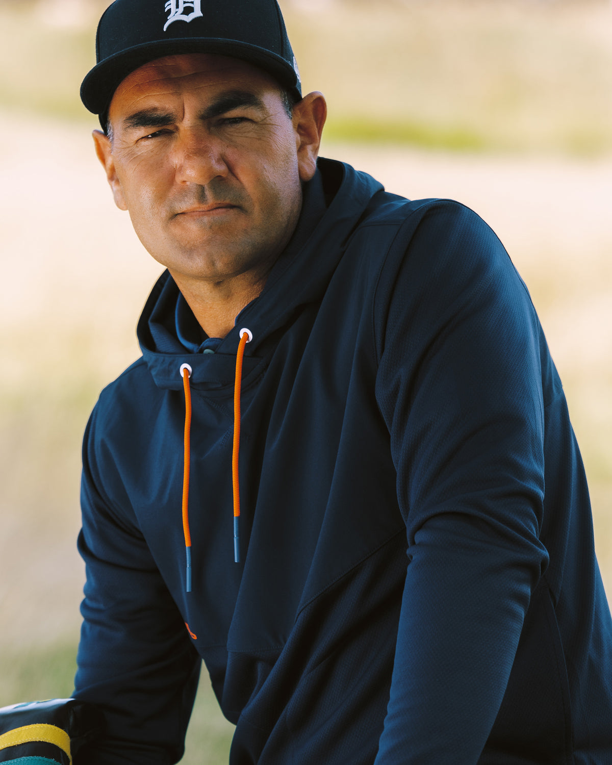 Golfer gripping a club, close up