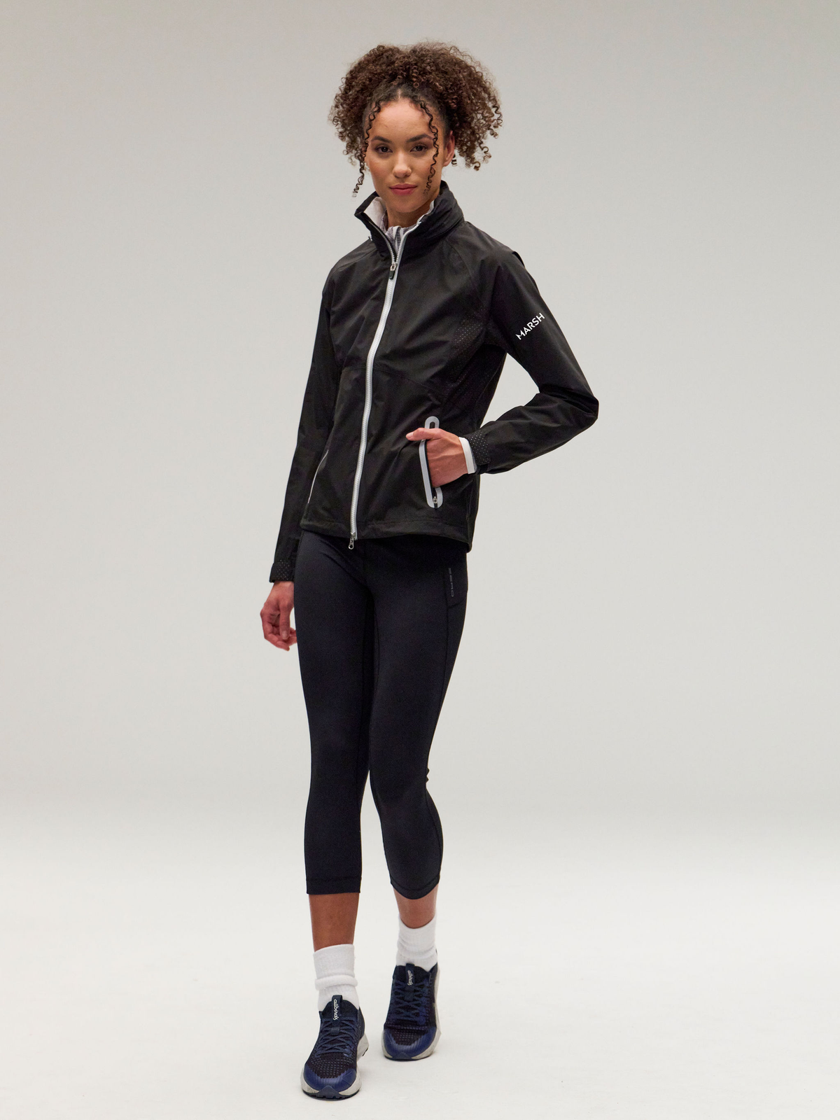 Hooded Olivia Jacket | Marsh Mosaic | Black/Metallic Silver - Zero Restriction