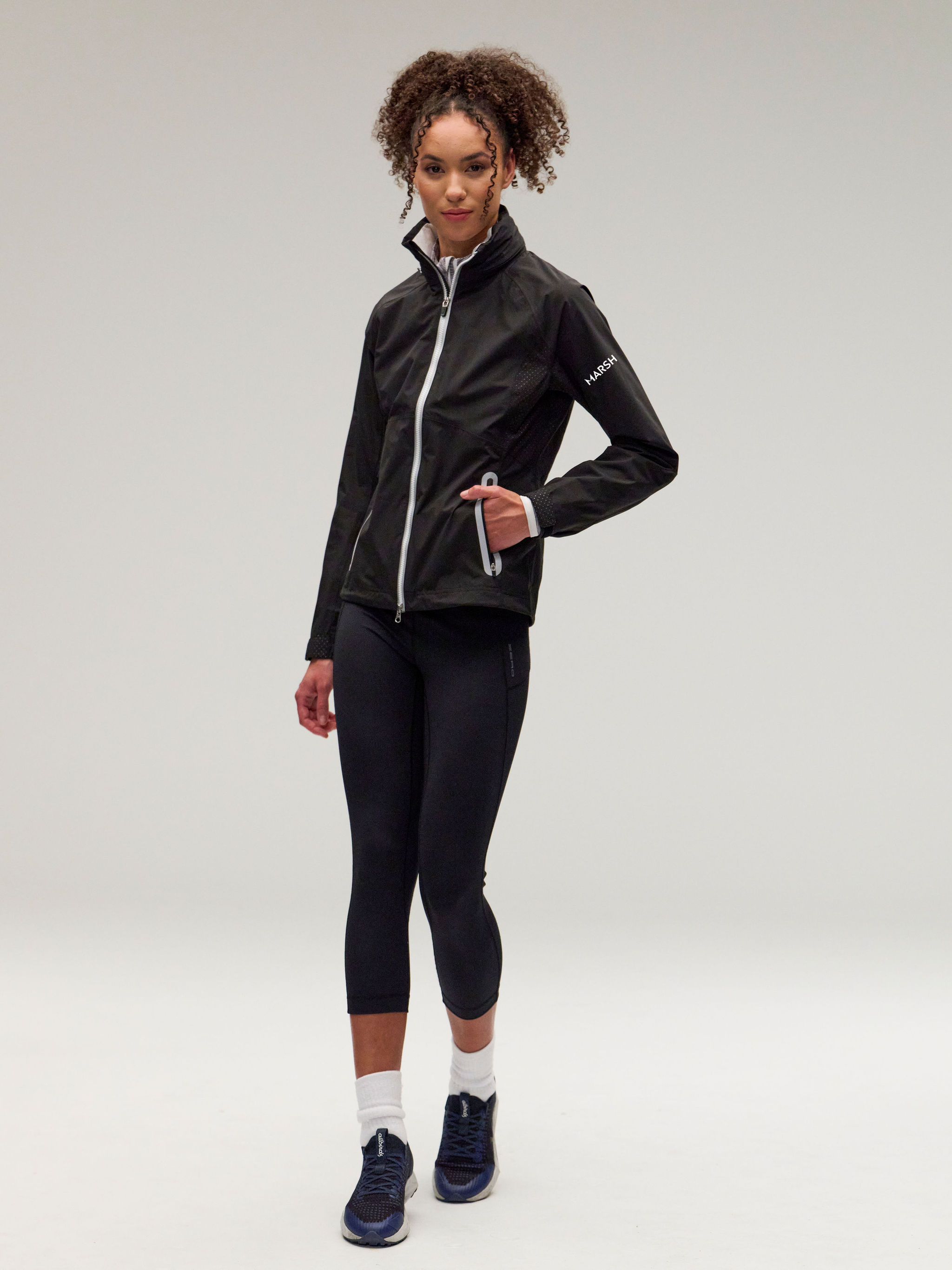 Hooded Olivia Jacket | Marsh Mosaic | Black/Metallic Silver - Zero Restriction