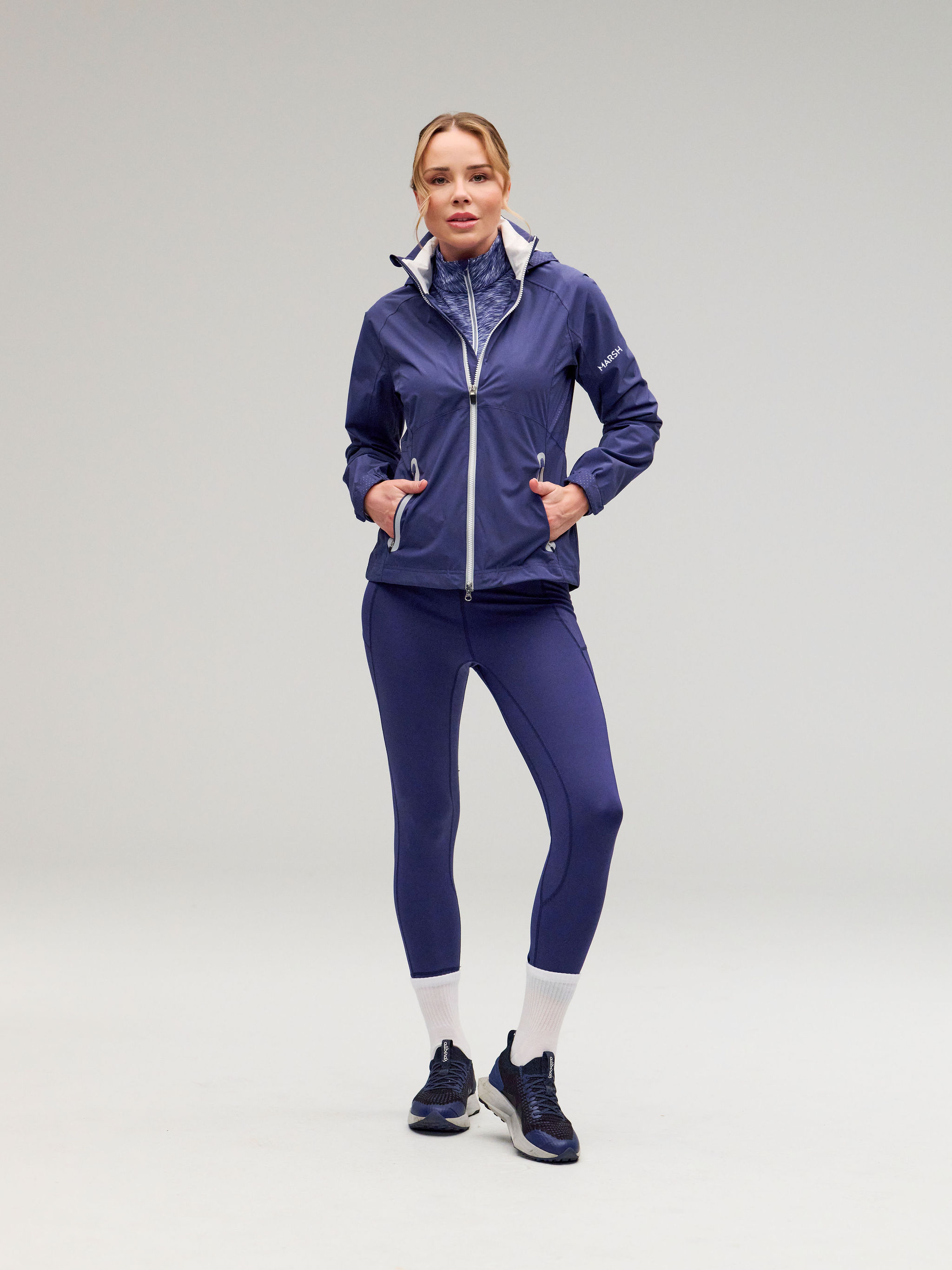 Hooded Olivia Jacket | Marsh Mosaic | Storm/White - Zero Restriction
